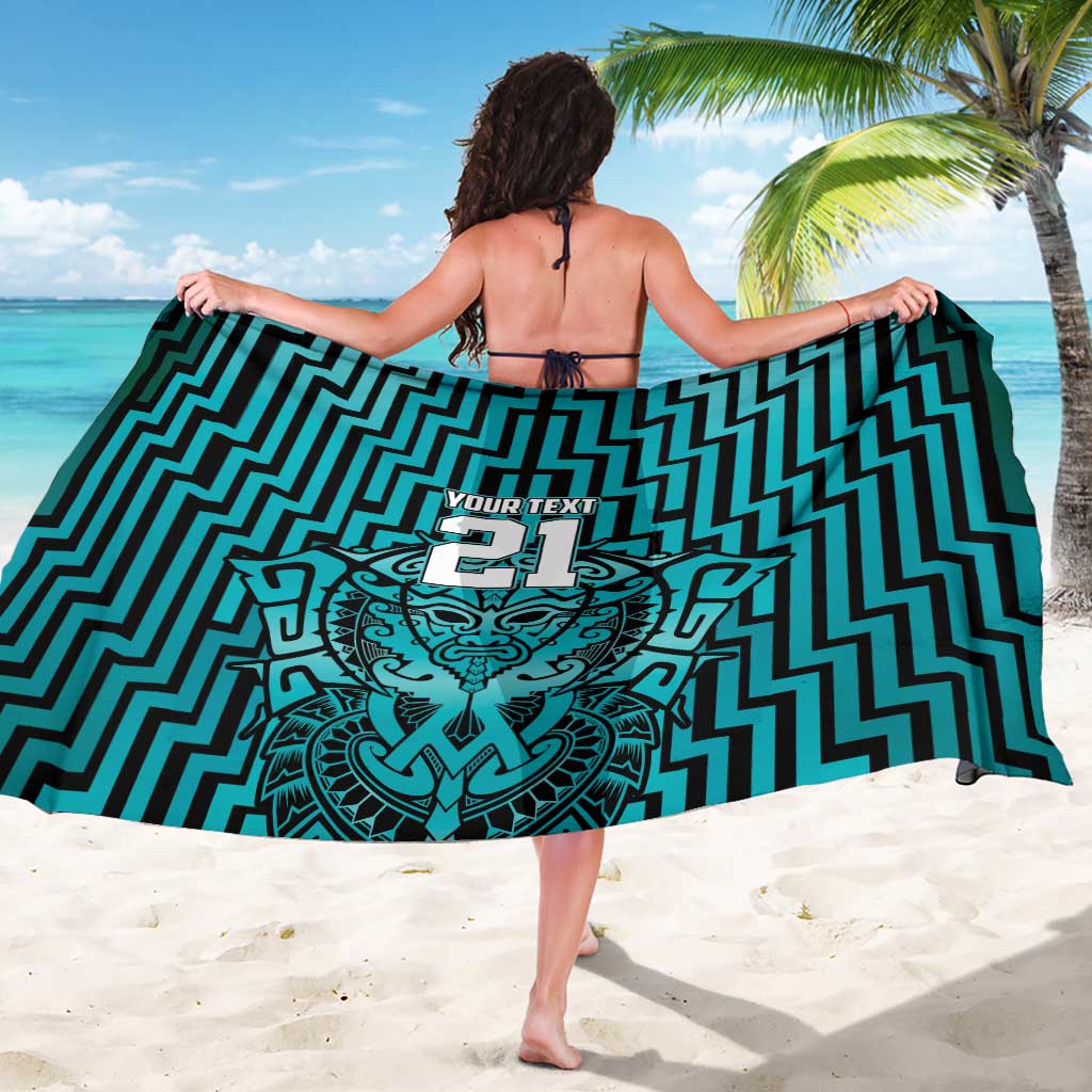Custom Basketball New Zealand Sarong Teal Maori Ta Moko Indigenous - Polynesian Pride