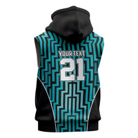 Custom Basketball New Zealand Sleeveless Hoodie Teal Maori Ta Moko Indigenous - Polynesian Pride
