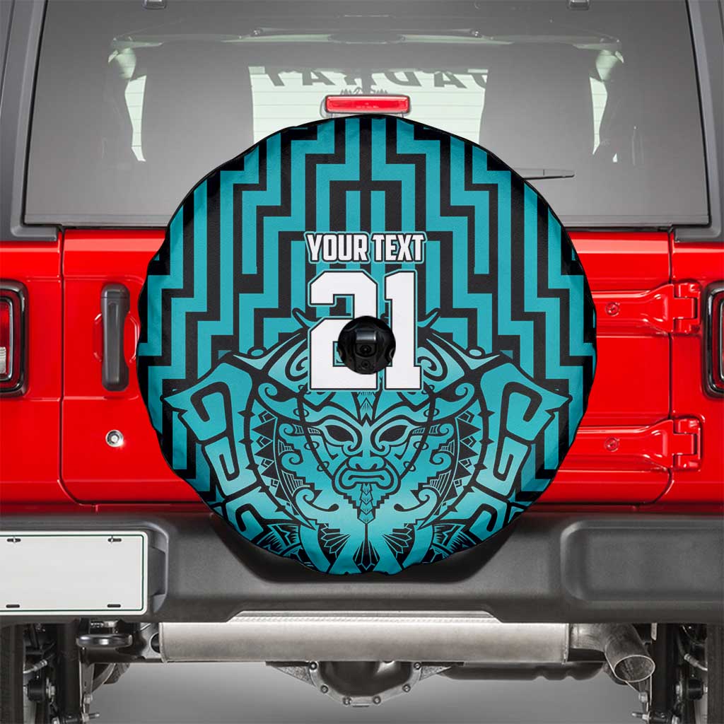 Custom Basketball New Zealand Spare Tire Cover Teal Maori Ta Moko Indigenous - Polynesian Pride