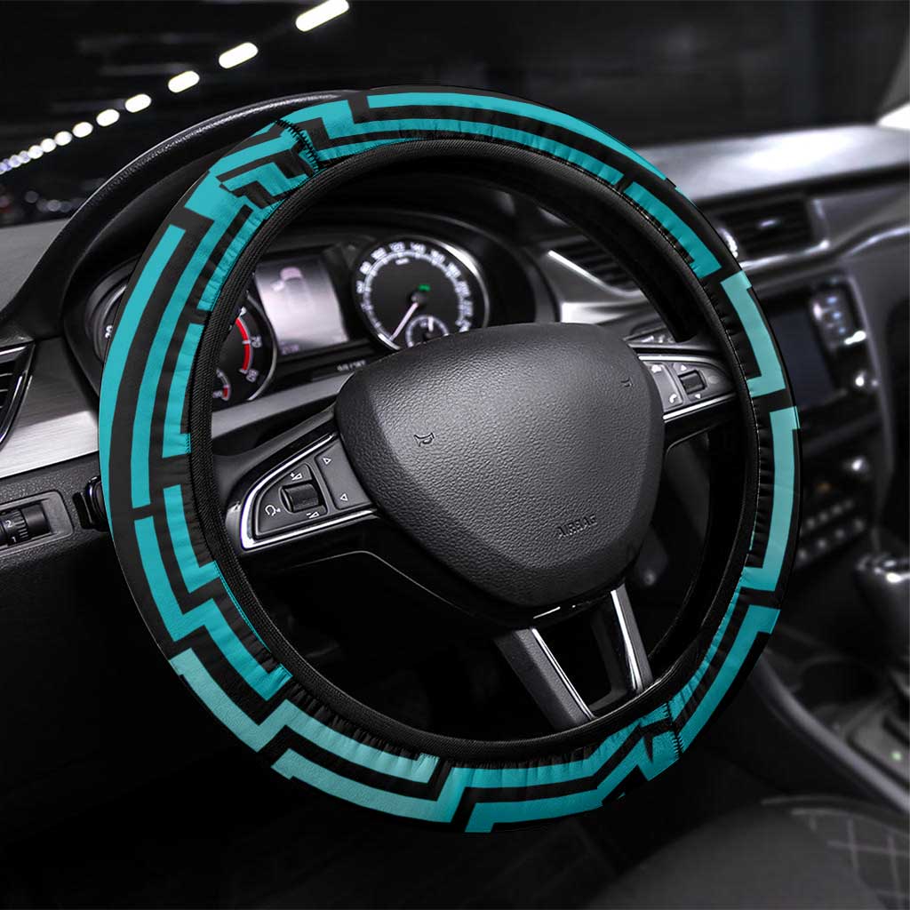 Basketball New Zealand Steering Wheel Cover Teal Maori Ta Moko Indigenous - Polynesian Pride