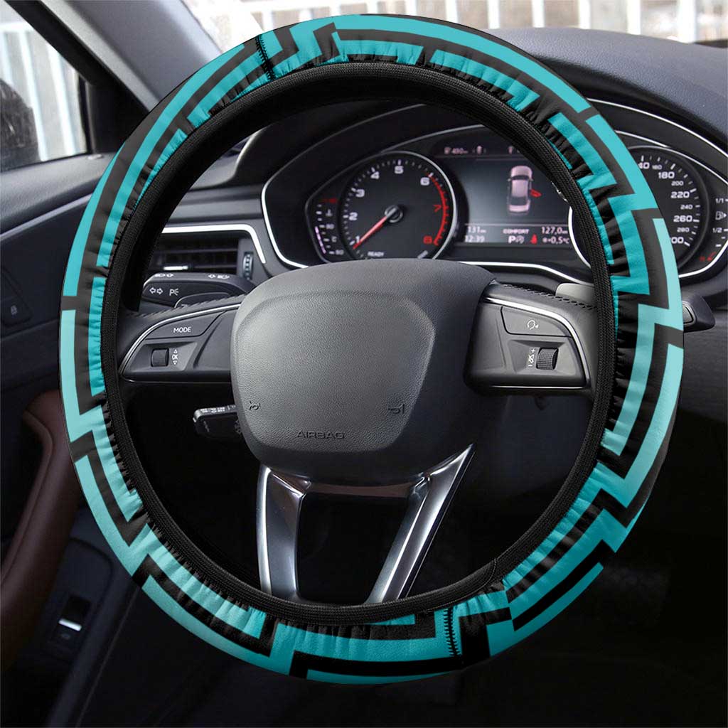 Basketball New Zealand Steering Wheel Cover Teal Maori Ta Moko Indigenous - Polynesian Pride