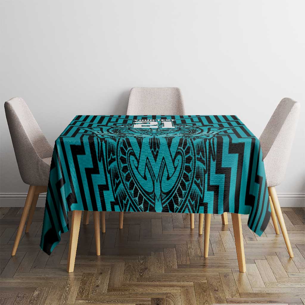 Custom Basketball New Zealand Tablecloth Teal Maori Ta Moko Indigenous LT9 - Polynesian Pride