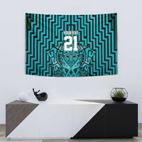 Custom Basketball New Zealand Tapestry Teal Maori Ta Moko Indigenous - Polynesian Pride