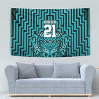 Custom Basketball New Zealand Tapestry Teal Maori Ta Moko Indigenous - Polynesian Pride