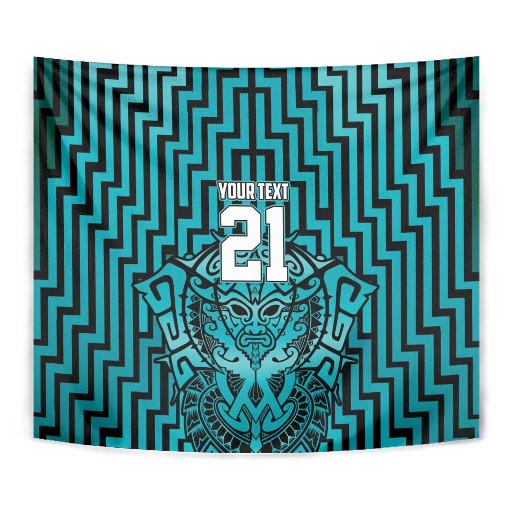 Custom Basketball New Zealand Tapestry Teal Maori Ta Moko Indigenous - Polynesian Pride