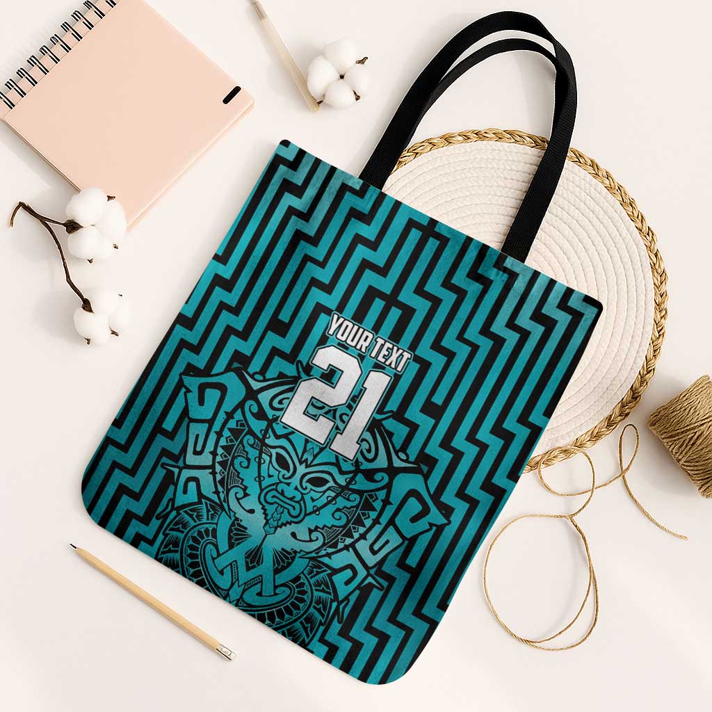 Custom Basketball New Zealand Tote Bag Teal Maori Ta Moko Indigenous LT9 Black Strap One Size Teal - Polynesian Pride