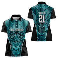 Custom Basketball New Zealand Women Polo Shirt Teal Maori Ta Moko Indigenous - Polynesian Pride