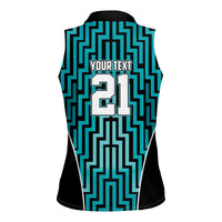 Custom Basketball New Zealand Women Sleeveless Polo Shirt Teal Maori Ta Moko Indigenous - Polynesian Pride
