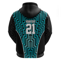 Custom Basketball New Zealand Zip Hoodie Teal Maori Ta Moko Indigenous - Polynesian Pride