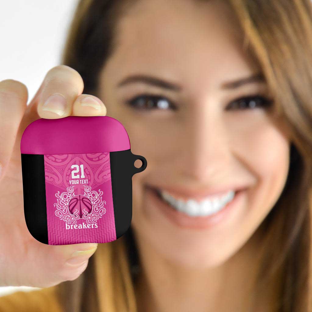 New Zealand Custom AirPods Case Fire Basketball Maori Tribal Pink - Polynesian Pride