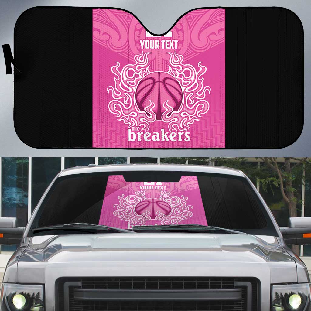 New Zealand Custom Auto Sun Shade Fire Basketball Maori Tribal Pink - Polynesian Pride