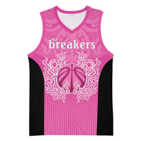 New Zealand Custom Basketball Jersey Fire Basketball Maori Tribal Pink - Polynesian Pride