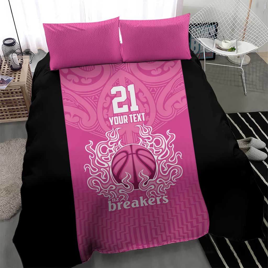 New Zealand Custom Bedding Set Fire Basketball Maori Tribal Pink - Polynesian Pride