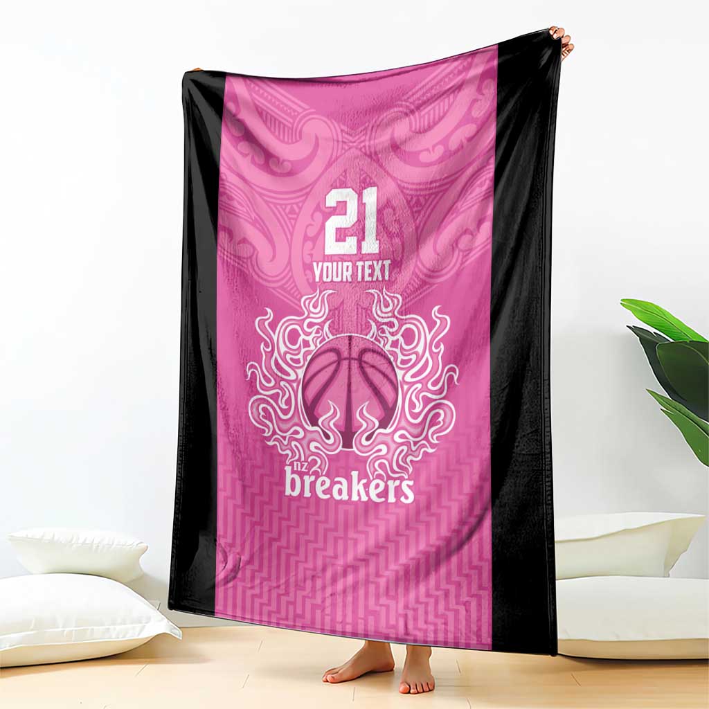 New Zealand Custom Blanket Fire Basketball Maori Tribal Pink - Polynesian Pride