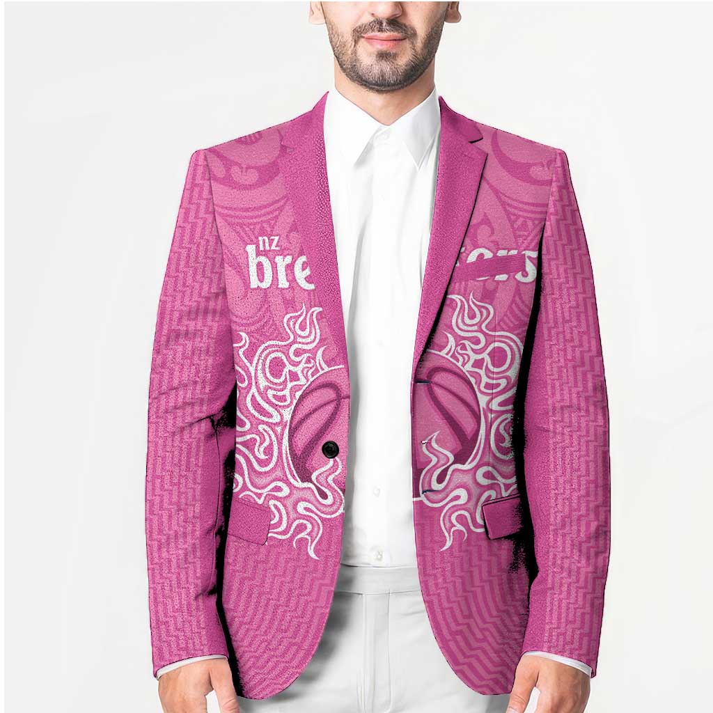 New Zealand Custom Blazer Fire Basketball Maori Tribal Pink - Polynesian Pride