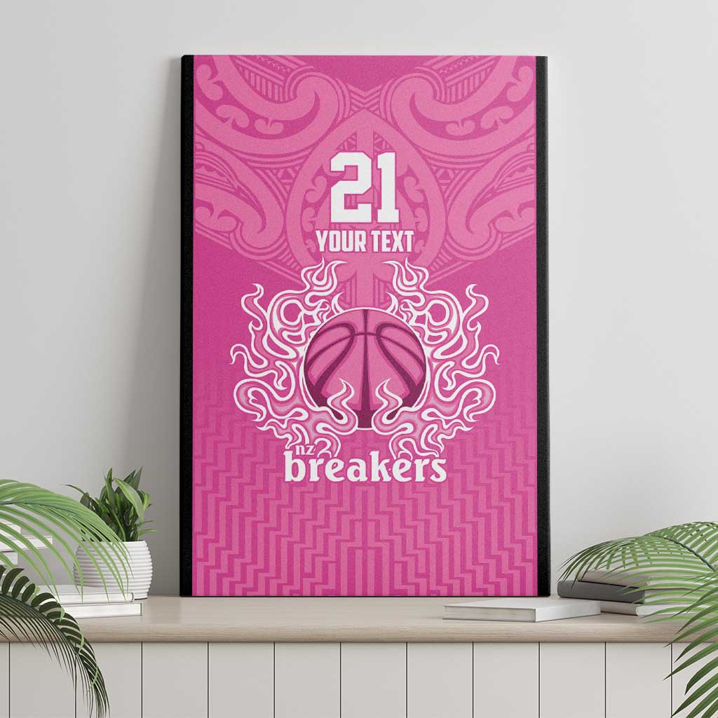 New Zealand Custom Canvas Wall Art Fire Basketball Maori Tribal Pink - Polynesian Pride