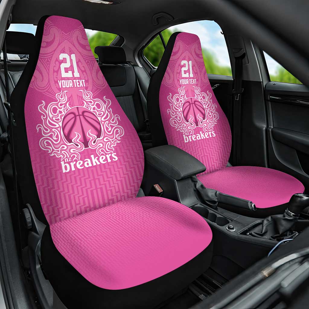 New Zealand Custom Car Seat Cover Fire Basketball Maori Tribal Pink - Polynesian Pride