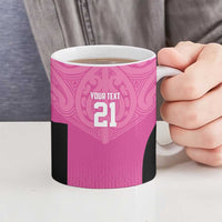 New Zealand Custom Ceramic Mug Fire Basketball Maori Tribal Pink - Polynesian Pride