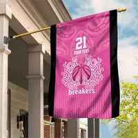 New Zealand Custom Garden Flag Fire Basketball Maori Tribal Pink - Polynesian Pride