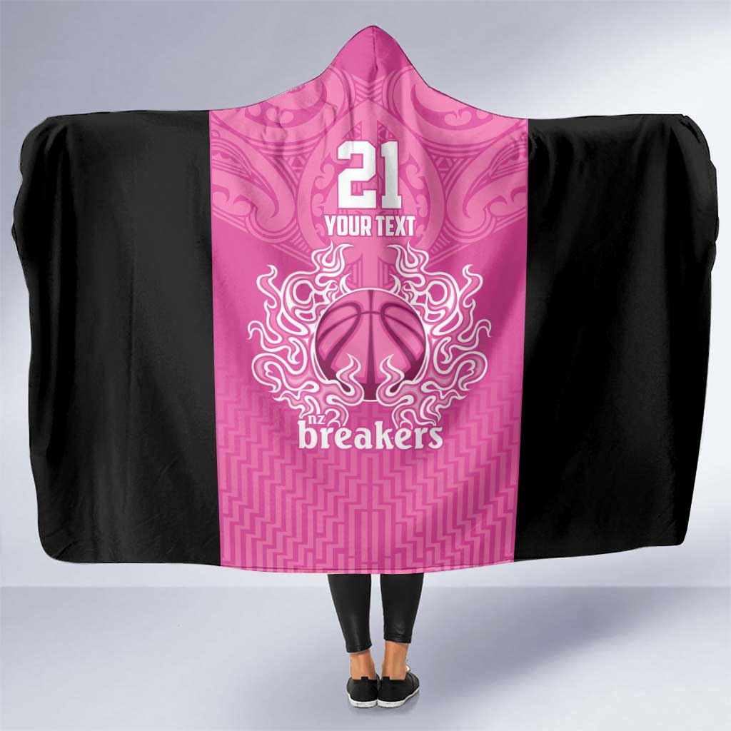 New Zealand Custom Hooded Blanket Fire Basketball Maori Tribal Pink - Polynesian Pride