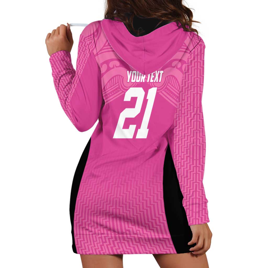 New Zealand Custom Hoodie Dress Fire Basketball Maori Tribal Pink - Polynesian Pride