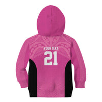 New Zealand Custom Kid Hoodie Fire Basketball Maori Tribal Pink - Polynesian Pride
