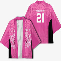 New Zealand Custom Kimono Fire Basketball Maori Tribal Pink - Polynesian Pride