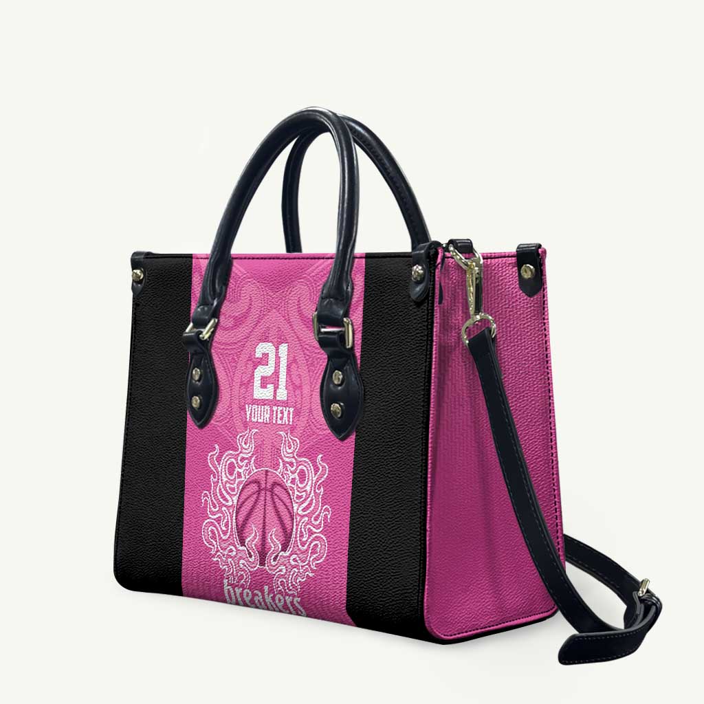 New Zealand Custom Leather Bag Fire Basketball Maori Tribal Pink - Polynesian Pride