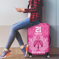 New Zealand Custom Luggage Cover Fire Basketball Maori Tribal Pink - Polynesian Pride