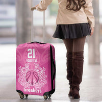 New Zealand Custom Luggage Cover Fire Basketball Maori Tribal Pink - Polynesian Pride