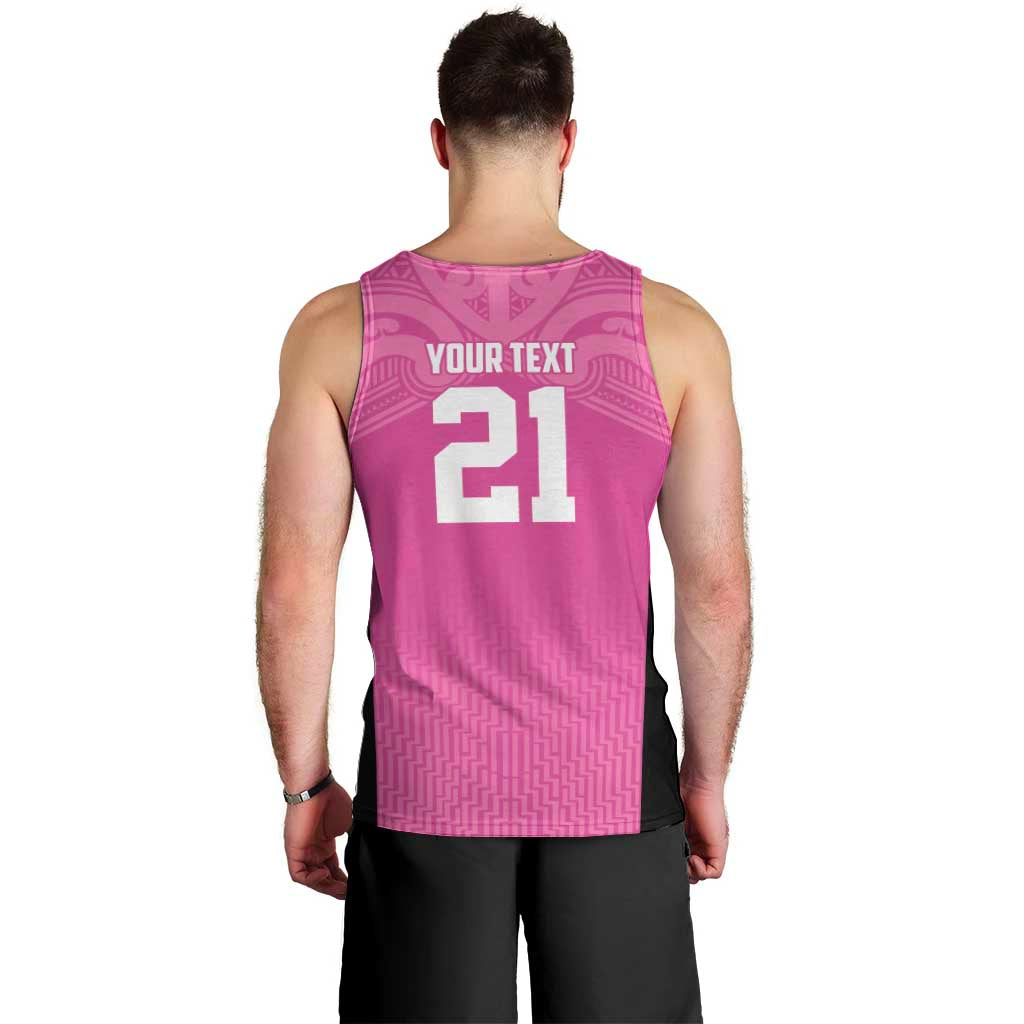 New Zealand Custom Men Tank Top Fire Basketball Maori Tribal Pink - Polynesian Pride