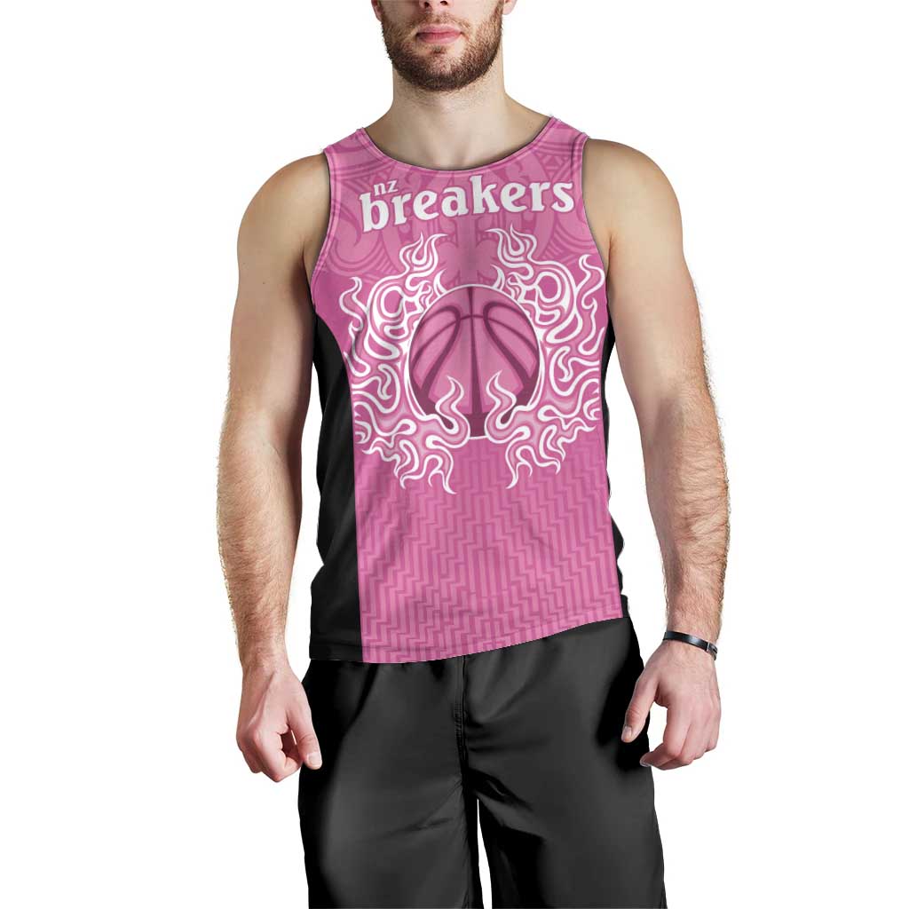 New Zealand Custom Men Tank Top Fire Basketball Maori Tribal Pink - Polynesian Pride