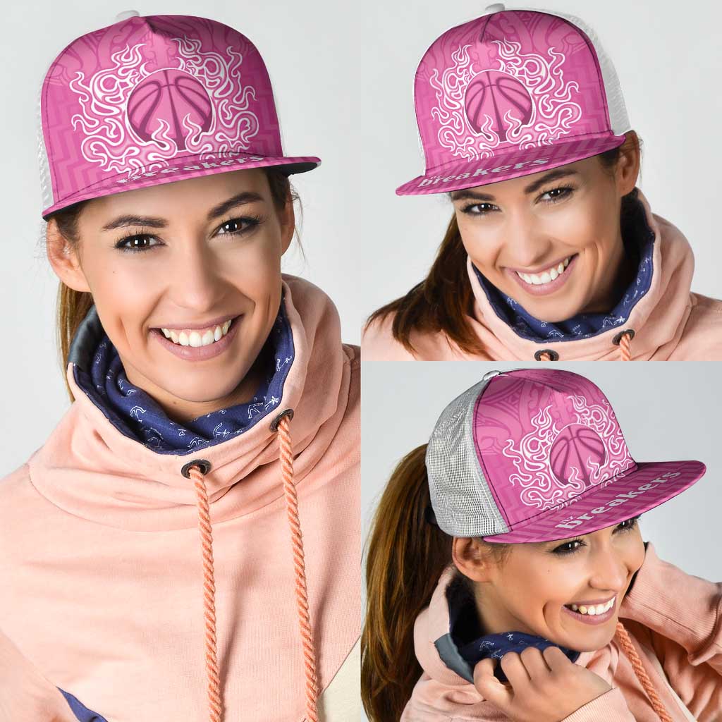 New Zealand Mesh Trucker Cap Fire Basketball Maori Tribal Pink - Polynesian Pride