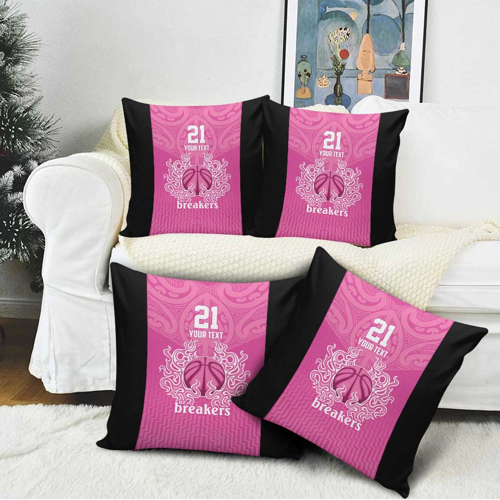 New Zealand Custom Pillow Cover Fire Basketball Maori Tribal Pink - Polynesian Pride