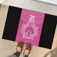 New Zealand Custom Rubber Doormat Fire Basketball Maori Tribal Pink - Polynesian Pride
