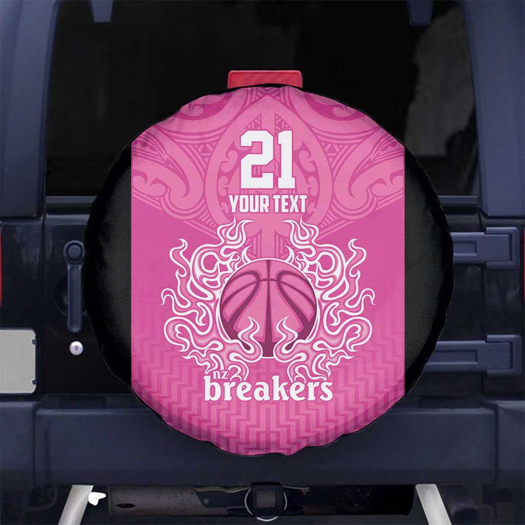 New Zealand Custom Spare Tire Cover Fire Basketball Maori Tribal Pink - Polynesian Pride