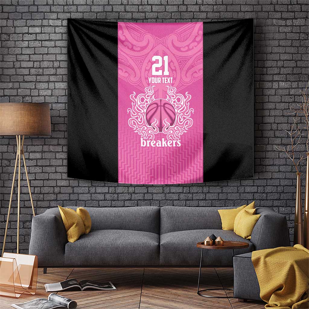 New Zealand Custom Tapestry Fire Basketball Maori Tribal Pink - Polynesian Pride