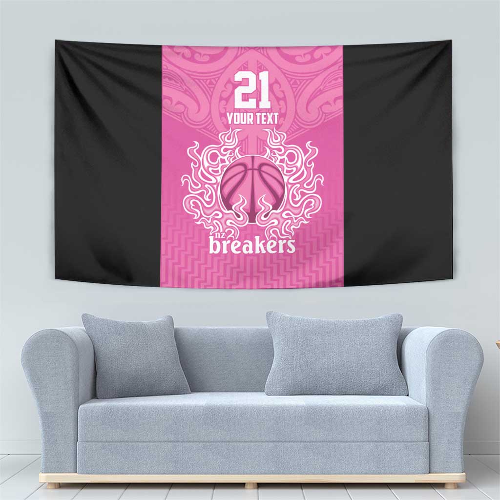 New Zealand Custom Tapestry Fire Basketball Maori Tribal Pink - Polynesian Pride