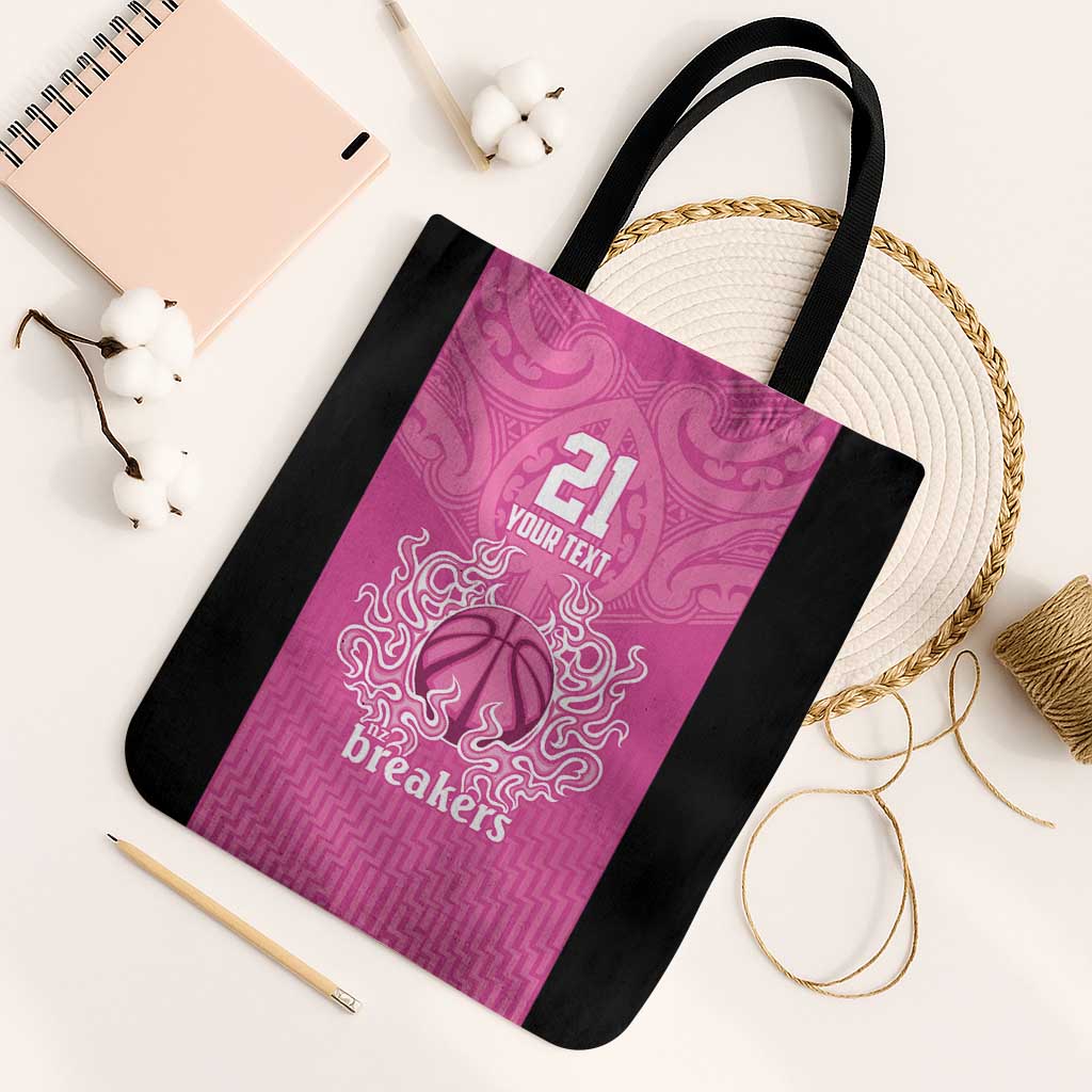 New Zealand Custom Tote Bag Fire Basketball Maori Tribal Pink LT9 Black Strap One Size Pink - Polynesian Pride