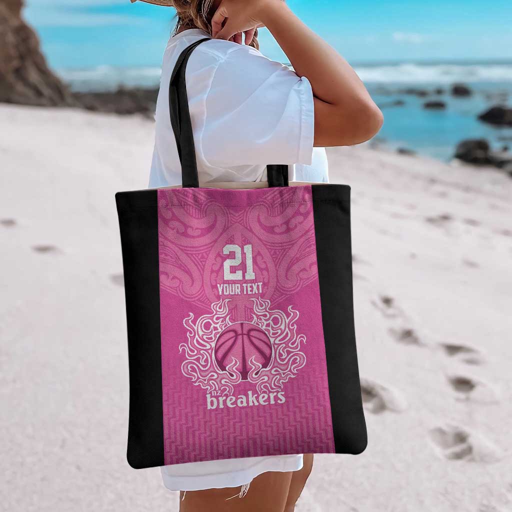 New Zealand Custom Tote Bag Fire Basketball Maori Tribal Pink LT9 - Polynesian Pride