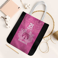 New Zealand Custom Tote Bag Fire Basketball Maori Tribal Pink LT9 White Strap One Size Pink - Polynesian Pride