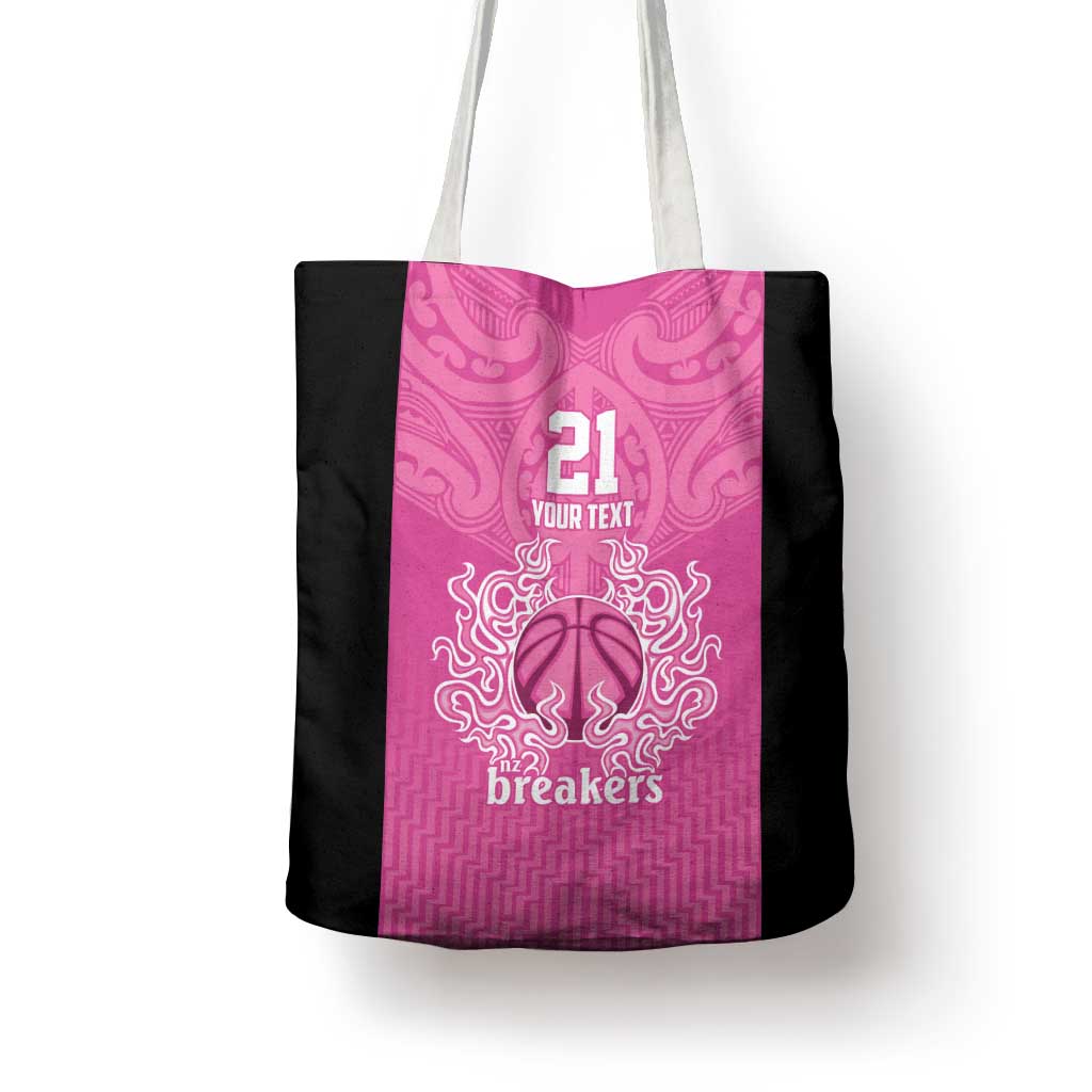 New Zealand Custom Tote Bag Fire Basketball Maori Tribal Pink LT9 - Polynesian Pride