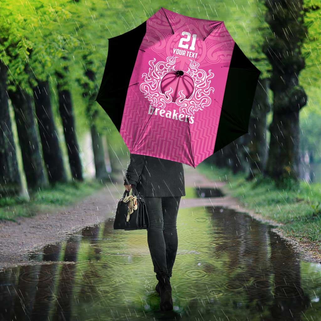 New Zealand Custom Umbrella Fire Basketball Maori Tribal Pink - Polynesian Pride