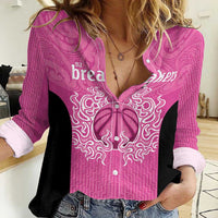 New Zealand Custom Women Casual Shirt Fire Basketball Maori Tribal Pink - Polynesian Pride