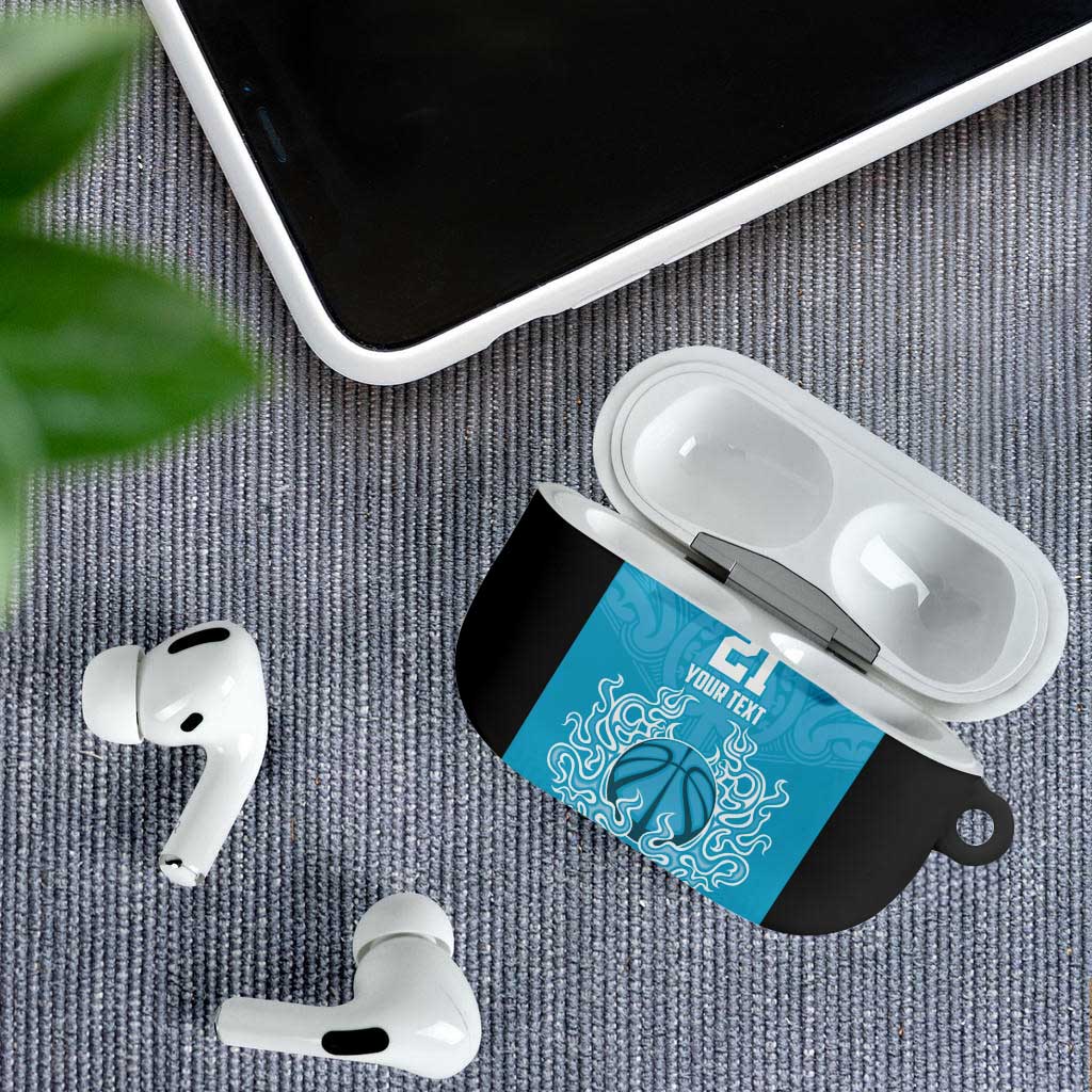 New Zealand Custom AirPods Case Fire Basketball Maori Tribal Sky Blue - Polynesian Pride
