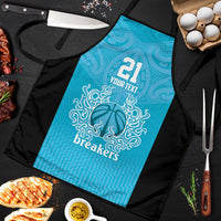 New Zealand Custom Apron Fire Basketball Maori Tribal Sky Blue - Polynesian Pride