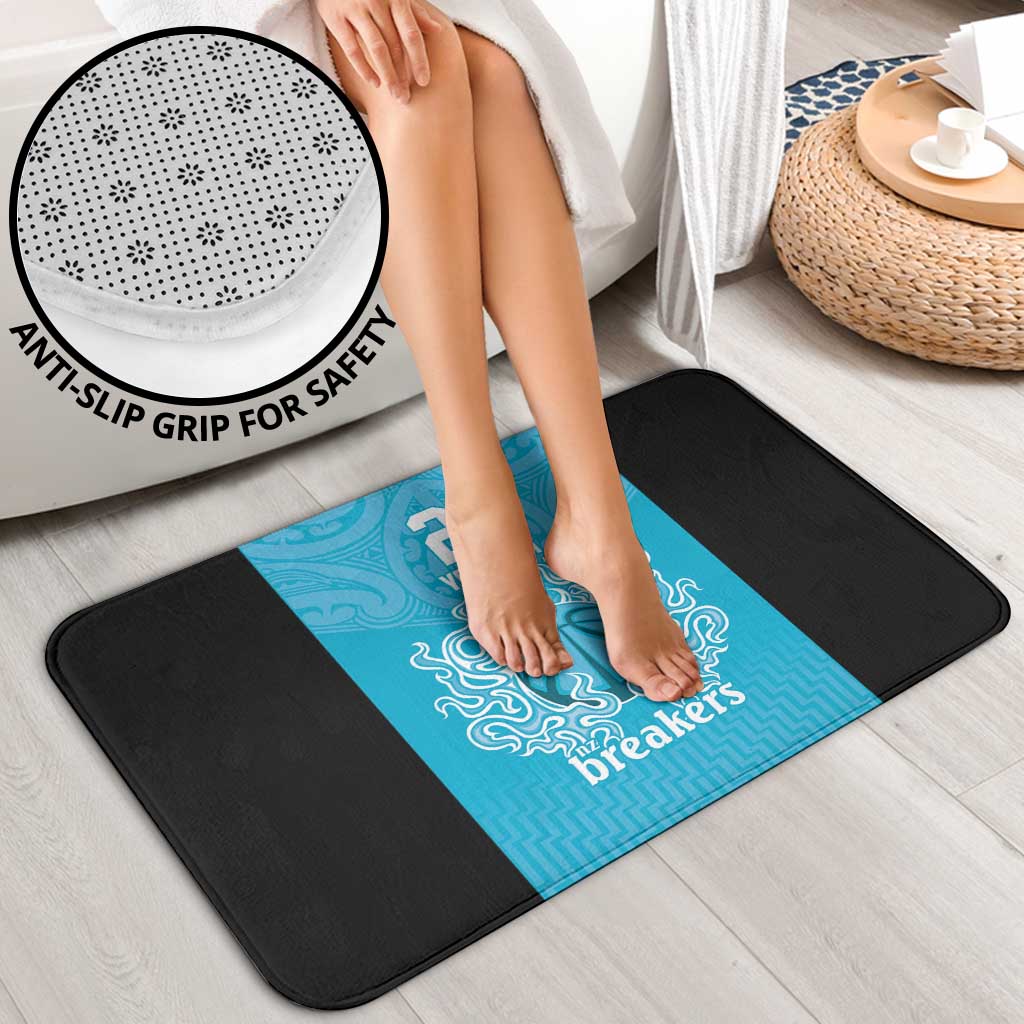 New Zealand Custom Bathroom Set Fire Basketball Maori Tribal Sky Blue - Polynesian Pride