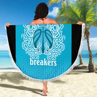 New Zealand Custom Beach Blanket Fire Basketball Maori Tribal Sky Blue - Polynesian Pride