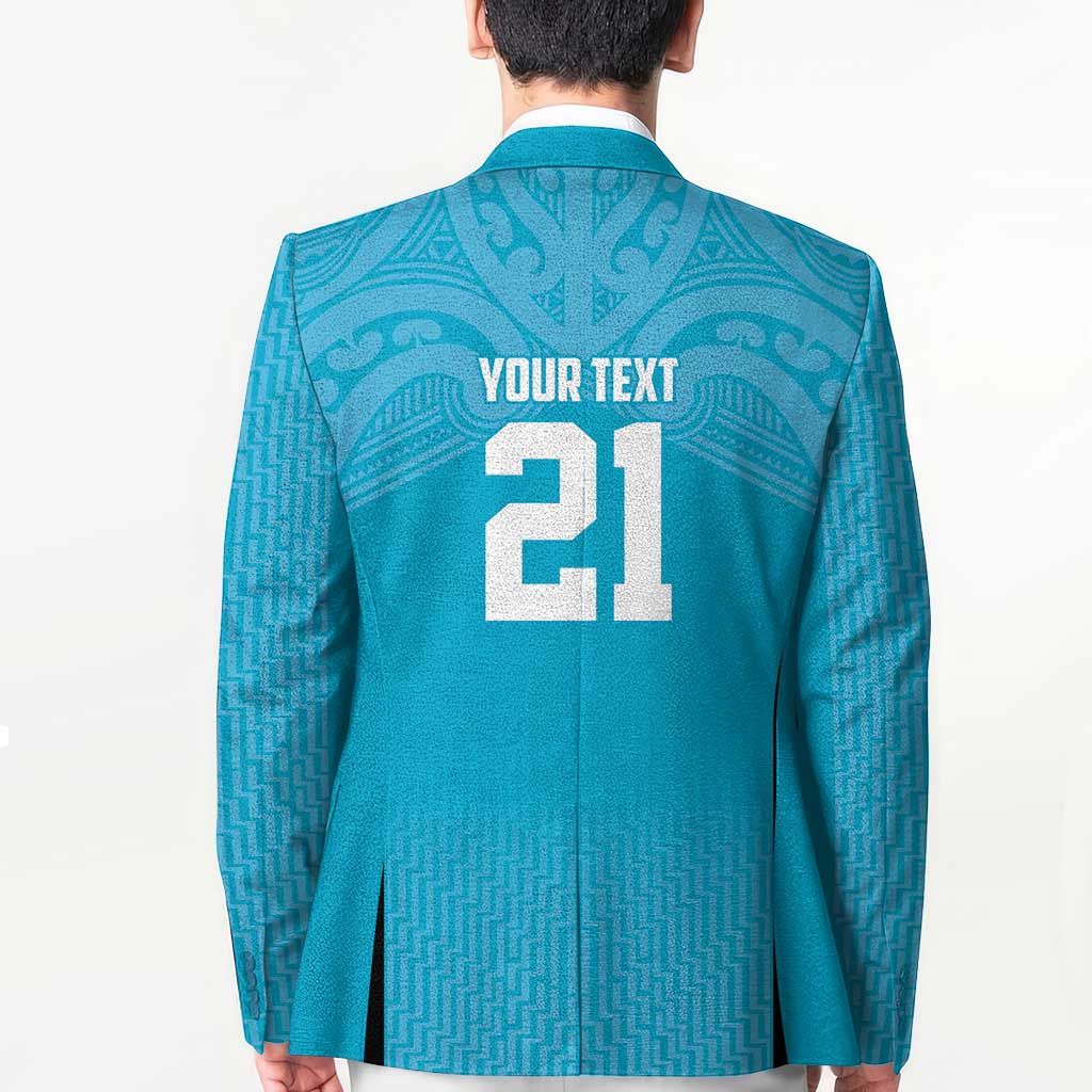New Zealand Custom Blazer Fire Basketball Maori Tribal Sky Blue - Polynesian Pride