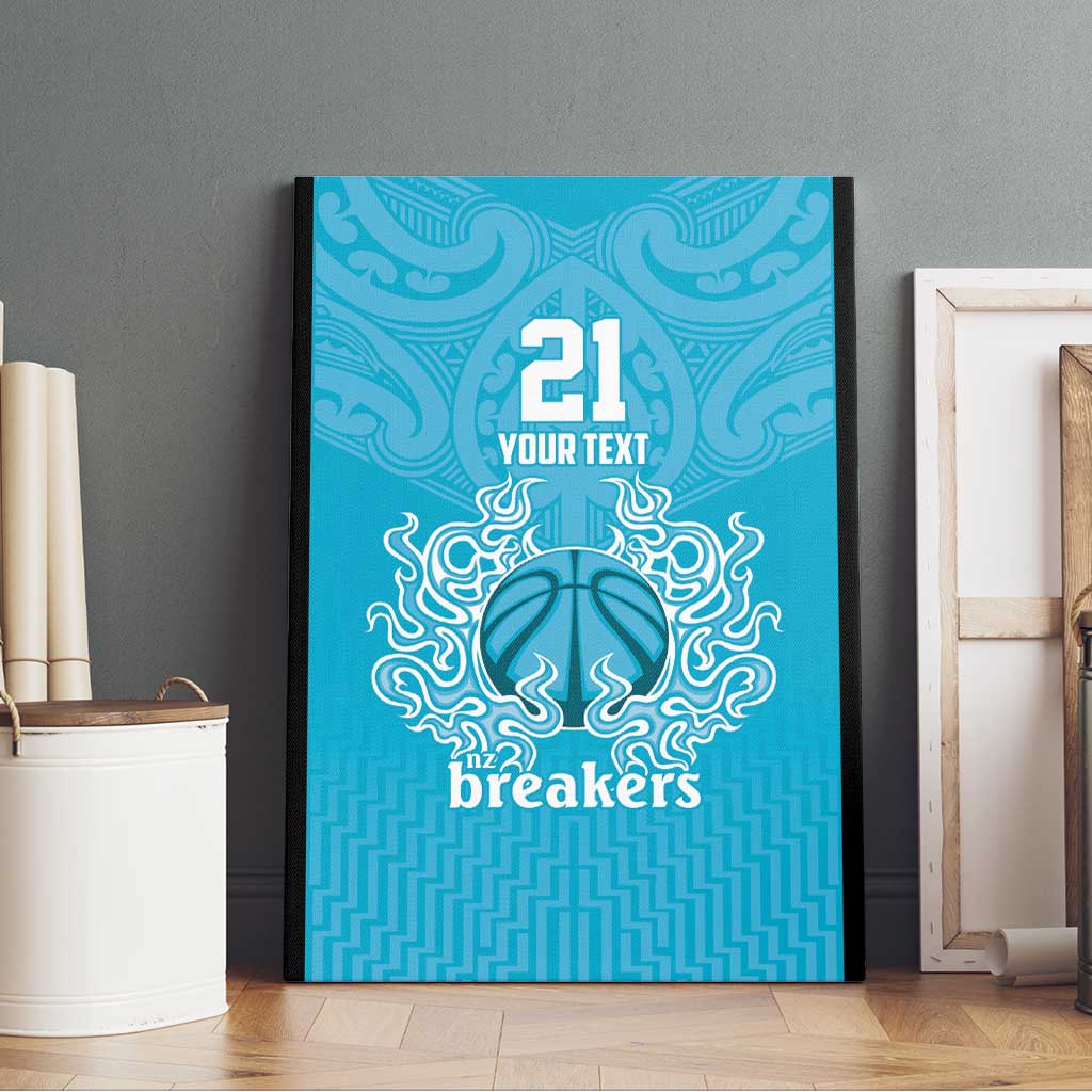 New Zealand Custom Canvas Wall Art Fire Basketball Maori Tribal Sky Blue - Polynesian Pride